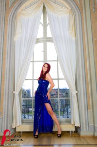 Lara Larsen In Blue Latex Dress