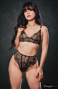 Yhivi Shows Off Her Lush Bush And Tight Ass In Lingerie And Stockings