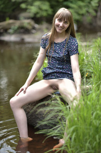 Anabel A Captivates In A Short Dress By The Rivers Edge Barefoot And Drenched