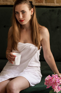Blue-eyed Beauty Alaine Getting Naked