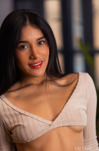 Carolina Guerrero Teases In Crop Top And Miniskirt With Playful Striptease Across Kitchen Breakfast Bar