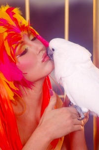 Angelica Costello And Anita Rinaldi In Birdcage Lesbian Play With Colorful Feathers And Tongues