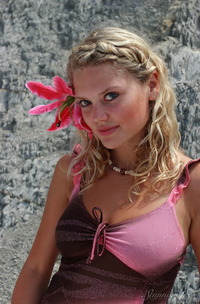 Elka Teases In Stockings Outdoors