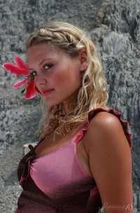 Elka Teases In Stockings Outdoors