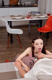 Dakota Doll Teases Her Friends Boyfriend With A Blowjob While Nelya Watches