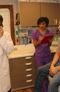 Nurse Jasmine Barnes Extracts Johns Sample As She Hands Him A Latex Gloved Handjob