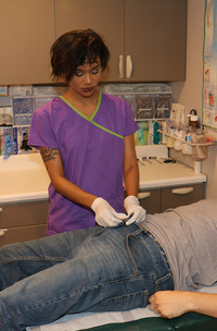 Nurse Jasmine Barnes Extracts Johns Sample As She Hands Him A Latex Gloved Handjob