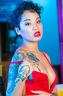 Ined Ebony In Elegant Red Dress