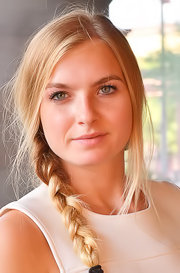 Angelina Petite Blonde In White Dress