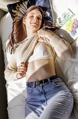 Marion Summers Warmed By The Sunshine Streaming Through The Windows