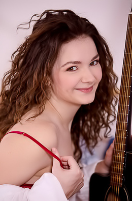 Purr Simona Adorably Sexy In Scarlet Lingerie That Hugs Her Soft Curves