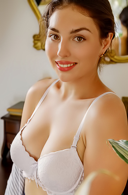 Electra Noir Strips Down To Her Lacy White Lingerie