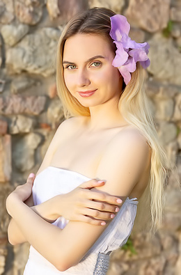 Emily Swan In A Pretty Summer Dress And High Heels That Show Off Her Lovely Long Legs