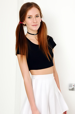 Alisa Revealing Her Lovely Small Breasts With Flirty Smile