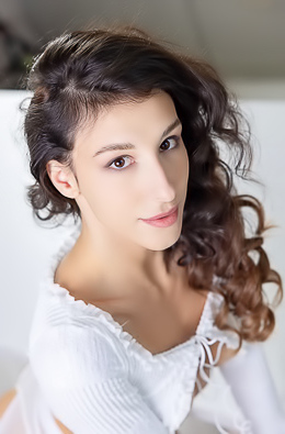 Luna Ortega Leggy Spanish Brunette Reclines On The Cool Marble Surface