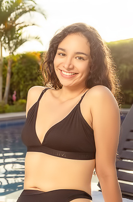 Saray Bound Latina Brunette Basks In The Sun’s Golden Glow