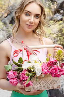Oxana Chic Shows Off In Crop Top Gathering Flowers, Teasing View Under Shorts