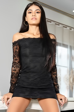 Cookie Tantalizes In Sheer Panties During An Afternoon Striptease With Long Hair Flowing