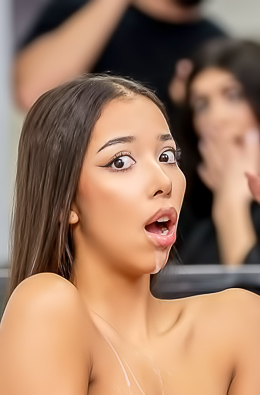 Lia Lins Tongue Teases, Darts, Peering As You Shape Her with Creamy Blowjob